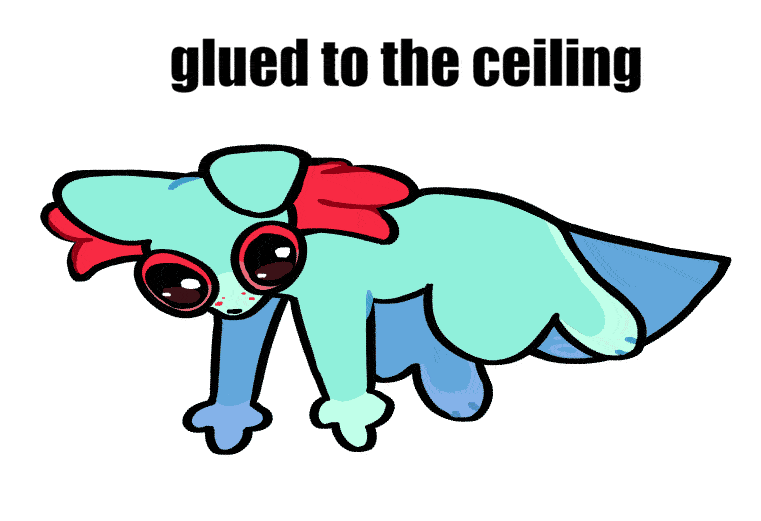 rivulet from rianworld glued to the ceiling (help her)